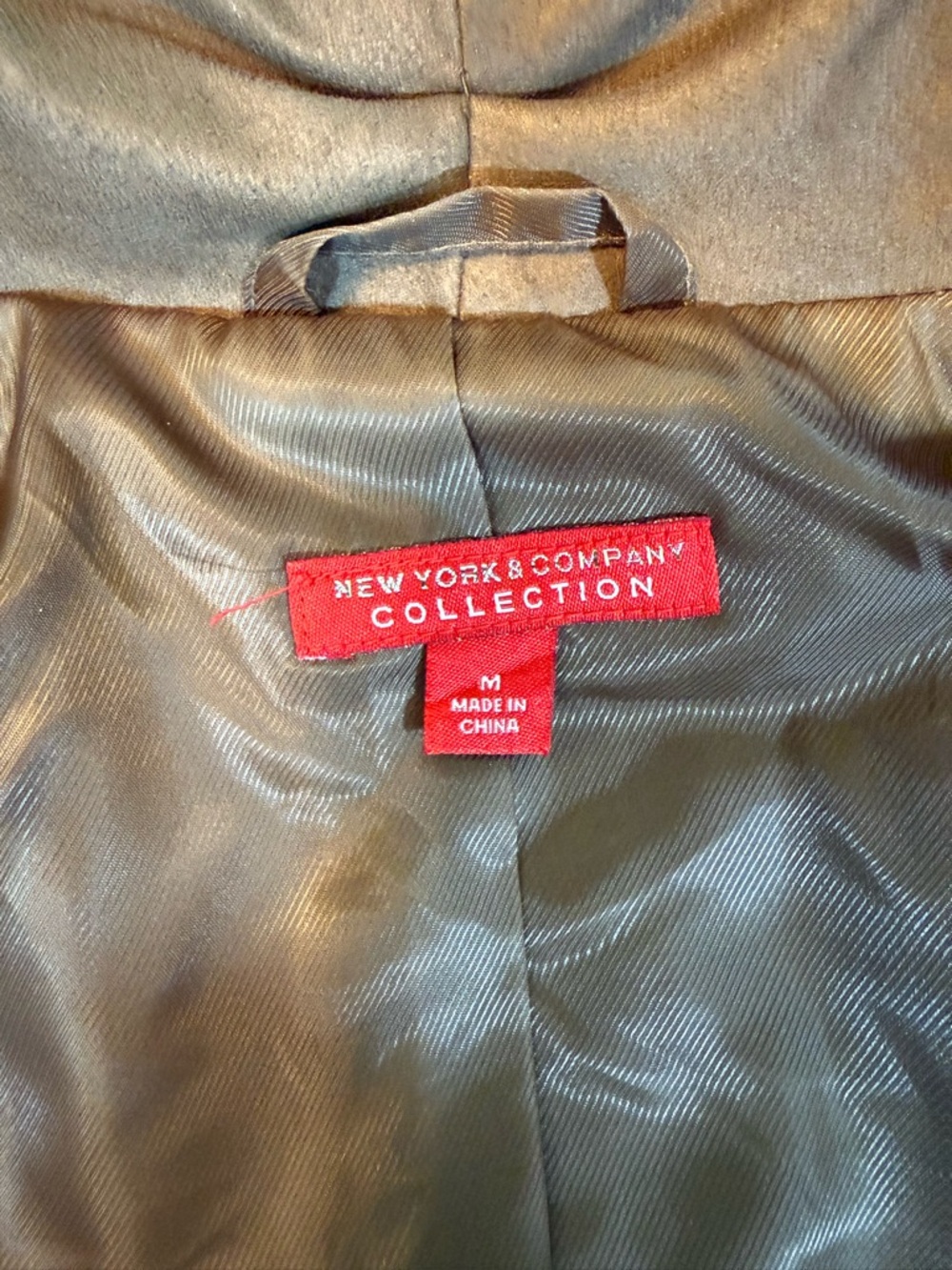 New York & Company Collection Asymmetrical Faux Suede Brown Jacket Size M - Picture 11 of 14